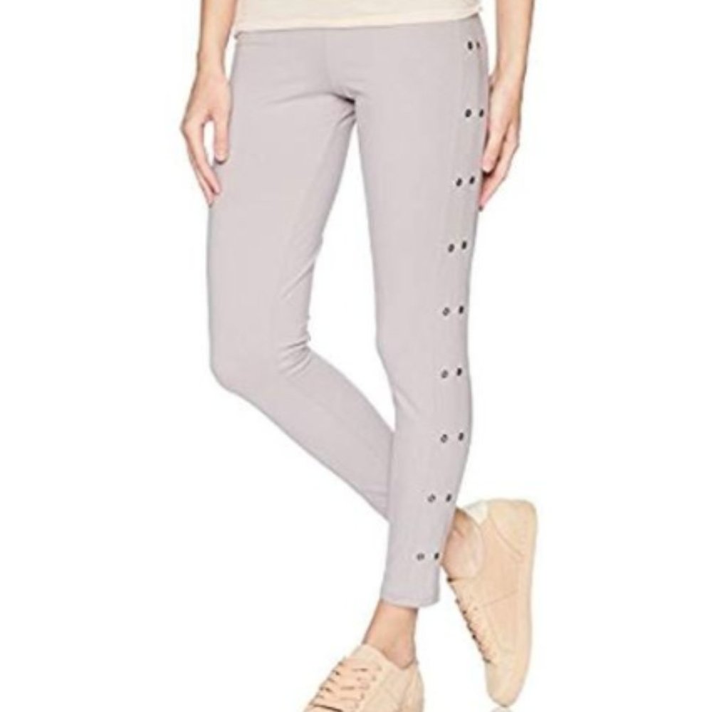 NWT Yummie Cotton Spandex Legging Pants Grommet Detail Size Large Gray